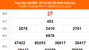 XSHCM 16/11 - XSTP thứ Bảy - Kết quả xổ số Hồ Chí Minh hôm nay ngày 16/11/2024