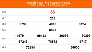 XSLA 30/3, kết quả Xổ số Long An hôm nay 30/3/2024, XSLA ngày 30 tháng 3