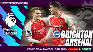 Nhận định bóng đá Brighton vs Arsenal (23h30, 6/4), vòng 32 Ngoại hạng Anh 