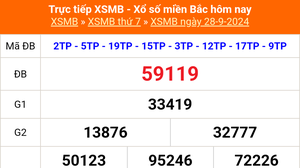 XSMB 28/9 - Kết quả Xổ số miền Bắc hôm nay 28/9/2024 - Trực tiếp XSMB ngày 28 tháng 9