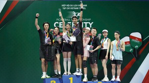 Á hậu Ánh Vương và bạn chơi &quot;Tây Ba Lô&quot; chiến thắng giải Celebrity Pickleball Pili Cup