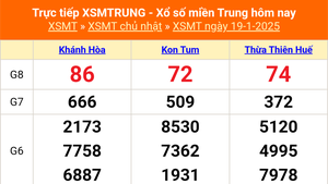 XSMT 19/1 - Kết quả xổ số miền Trung hôm nay 19/1/2025 - KQXSMT Chủ nhật ngày 19 tháng 1