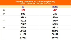 XSMT 10/11 - Kết quả xổ số miền Trung hôm nay 10/11/2025 - Kết quả XSMT thứ Hai ngày 10 tháng 11