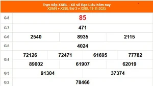 XSBL 11/11 - Kết quả xổ số Bạc Liêu hôm nay 11/11/2025 - Trực tiếp XSBL ngày 11 tháng 11