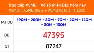 XSMB 3/11 - Kết quả Xổ số miền Bắc hôm nay 3/11/2025 - Kết quả XSMB thứ Hai ngày 3 tháng 11