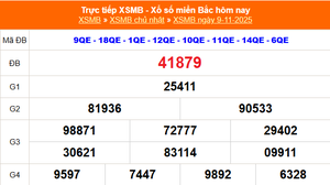 XSMB 9/11- Kết quả Xổ số miền Bắc hôm nay 9/11/2025 - Kết quả XSMB Chủ nhật ngày 9 tháng 11