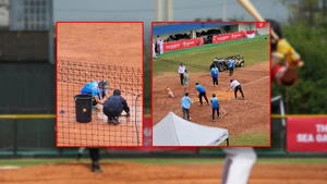 Chủ nhà Thái Lan lên tiếng về việc 'dùng khăn để thấm nước đọng' trên sân bóng chày ở SEA Games 2025