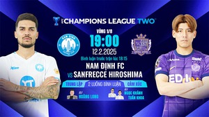 Lịch thi đấu bóng đá hôm nay 12/2: Trực tiếp Nam Định vs Sanfrecce Hiroshima