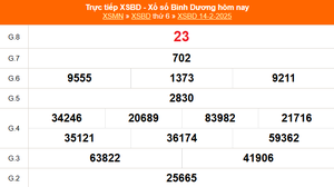 XSBD 14/2 - Kết quả xổ số Bình Dương hôm nay 14/2/2025 - Trực tiếp XSBD ngày 14 tháng 2