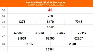 XSCM 17/2 - Kết quả xổ số Cà Mau hôm nay 17/2/2025 - Trực tiếp XSCM ngày 17 tháng 2