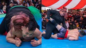 Dự hội làng, nhà vô địch Jiujitsu thế giới của Việt Nam thất thủ trước đô vật nữ 130 kg đầy sức mạnh