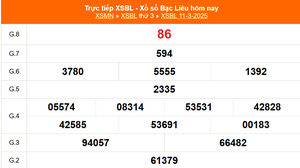 XSBL 11/3 - Kết quả xổ số Bạc Liêu hôm nay 11/3/2025 - Trực tiếp XSBL ngày 11 tháng 3