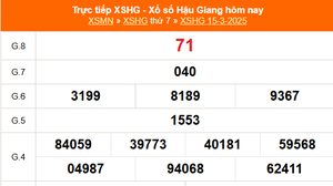 XSHG 15/3 - Kết quả xổ số Hậu Giang hôm nay 15/3/2025 - Trực tiếp XSHG ngày 15 tháng 3