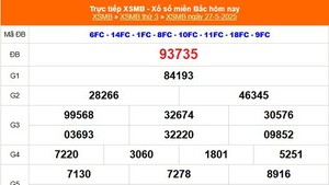 XSMB 27/5 - Kết quả Xổ số miền Bắc hôm nay 27/5/2025 - Kết quả XSMB thứ Ba ngày 27 tháng 5