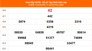 XSTN 29/5 - Kết quả xổ số Tây Ninh hôm nay 29/5/2025 - Trực tiếp XSTN ngày 29 tháng 5