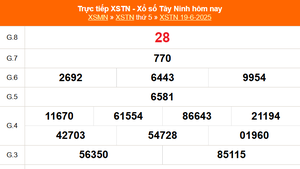 XSTN 19/6 - Kết quả xổ số Tây Ninh hôm nay 19/6/2025 - Trực tiếp XSTN ngày 19 tháng 6