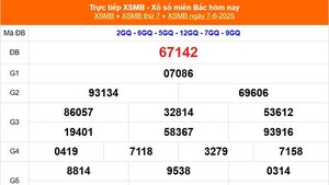 XSMB 7/6 - Kết quả Xổ số miền Bắc hôm nay 7/6/2025 - Kết quả XSMB thứ Bẩy ngày 7 tháng 6