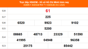 XSHCM 19/7 - XSTP thứ Bảy - Kết quả xổ số Hồ Chí Minh hôm nay ngày 19/7/2025