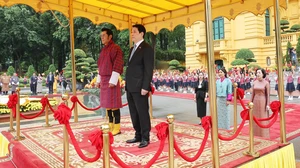 Chủ tịch nước Lương Cường chủ trì lễ đón cấp Nhà nước Quốc vương Bhutan