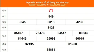 XSDN 20/8 - Kết quả xổ số Đồng Nai hôm nay 20/8/2025 - Trực tiếp XSDN ngày 20 tháng 8