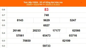 XSDN 27/8 - Kết quả xổ số Đồng Nai hôm nay 27/8/2025 - Trực tiếp XSDN ngày 27 tháng 8