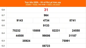 XSDL 3/8 - Kết quả xổ số Đà Lạt hôm nay 3/8/2025 - Trực tiếp XSDL ngày 3 tháng 8