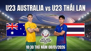 Lịch thi đấu bóng đá hôm nay 8/1: Trực tiếp U23 Thái Lan đấu với U23 Úc