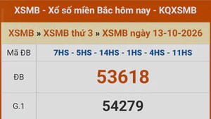 XSMB 13/10 - Kết quả xổ số miền Bắc hôm nay 13/10/2026 - Kết quả XSMB thứ Ba ngày 13 tháng 10