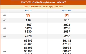 XSMT 13/10 - Kết quả xổ số miền Trung hôm nay 13/10/2026 - Kết quả XSMT thứ Ba ngày 13 tháng 10