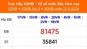 XSMB 12/2 - Kết quả Xổ số miền Bắc hôm nay 12/2/2026 - Kết quả XSMB thứ Năm ngày 12 tháng 2