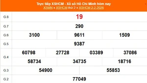 XSHCM 2/2 - XSTP thứ Hai - Kết quả xổ số Hồ Chí Minh hôm nay ngày 2/2/2026