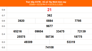 XSTN 5/2 - Kết quả xổ số Tây Ninh hôm nay 5/2/2026 - Trực tiếp XSTN ngày 5 tháng 2