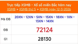 XSMB 12/3 - Kết quả Xổ số miền Bắc hôm nay 12/3/2026 - Kết quả XSMB thứ Năm ngày 12 tháng 3