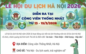 Lễ hội Du lịch Hà Nội 2026 diễn ra tại Công viên Thống nhất từ 13 - 15/3/2026
