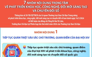7 nhóm nội dung trọng tâm về phát triển khoa học, công nghệ, đổi mới sáng tạo và chuyển đổi số