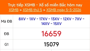 XSMB 5/3 - Kết quả Xổ số miền Bắc hôm nay 5/3/2026 - Kết quả XSMB thứ Năm ngày 5 tháng 3