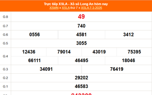 XSLA 7/3 - Kết quả xổ số Long An hôm nay 7/3/2026 - Trực tiếp XSLA ngày 7 tháng 3