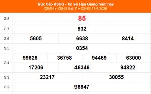 XSHG 11/4 - Kết quả xổ số Hậu Giang hôm nay 11/4/2026 - Trực tiếp XSHG ngày 11 tháng 4