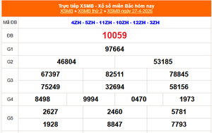 XSMB 27/4 - Kết quả Xổ số miền Bắc hôm nay 27/4/2026 - Kết quả XSMB thứ Hai ngày 27 tháng 4