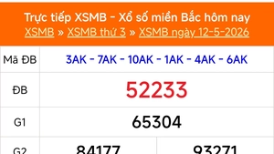XSMB 12/5 - Kết quả Xổ số miền Bắc hôm nay 12/5/2026 - Kết quả XSMB thứ Ba ngày 12 tháng 5