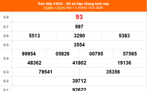 XSHG 13/6 - Kết quả xổ số Hậu Giang hôm nay 13/6/2026 - Trực tiếp XSHG ngày 13 tháng 6