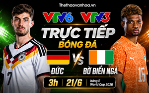 VTV6 VTV3 trực tiếp bóng đá Đức vs Bờ Biển Ngà 3h ngày 21/6, bảng E World Cup 2026