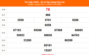 XSHG 27/6 - Kết quả xổ số Hậu Giang hôm nay 27/6/2026 - Trực tiếp XSHG ngày 27 tháng 6