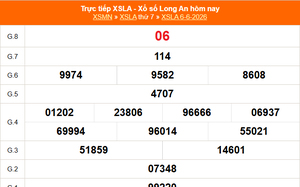 XSLA 6/6 - Kết quả xổ số Long An hôm nay 6/6/2026 - Trực tiếp XSLA ngày 6 tháng 6