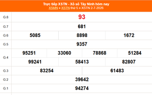 XSTN 2/7 - Kết quả xổ số Tây Ninh hôm nay 2/7/2026 - Trực tiếp XSTN ngày 2 tháng 7