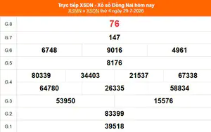 XSDN 29/7 - Kết quả xổ số Đồng Nai hôm nay 29/7/2026 - Trực tiếp XSDN ngày 29 tháng 7