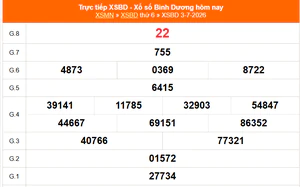 XSBD 3/7- Kết quả xổ số Bình Dương hôm nay 3/7/2026 - Trực tiếp XSBD ngày 3 tháng 7