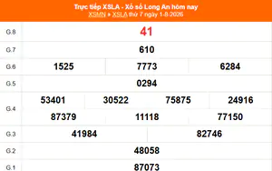 XSLA 1/8 - Kết quả xổ số Long An hôm nay 1/8/2026 - Trực tiếp XSLA ngày 1 tháng 8