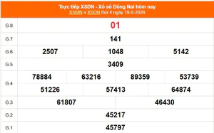 XSDN 19/8 - Kết quả xổ số Đồng Nai hôm nay 19/8/2026 - Trực tiếp XSDN ngày 19 tháng 8