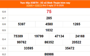 XSBTH 27/8 - Kết quả xổ số Bình Thuận hôm nay 27/8/2026 - Trực tiếp XSBTH ngày 27 tháng 8